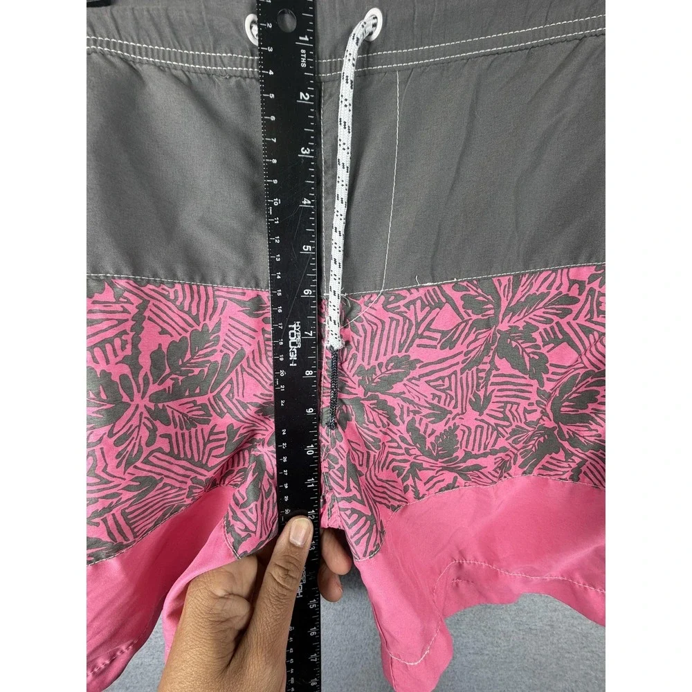 Aeropostale‎ Shorts Mens Medium Pink Gray Tropical Floral Swim Trunks Drawstring